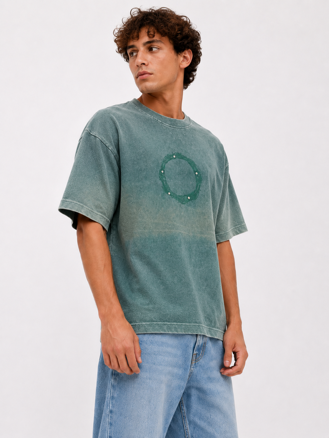 Green Acid Wash Oversized T-Shirt