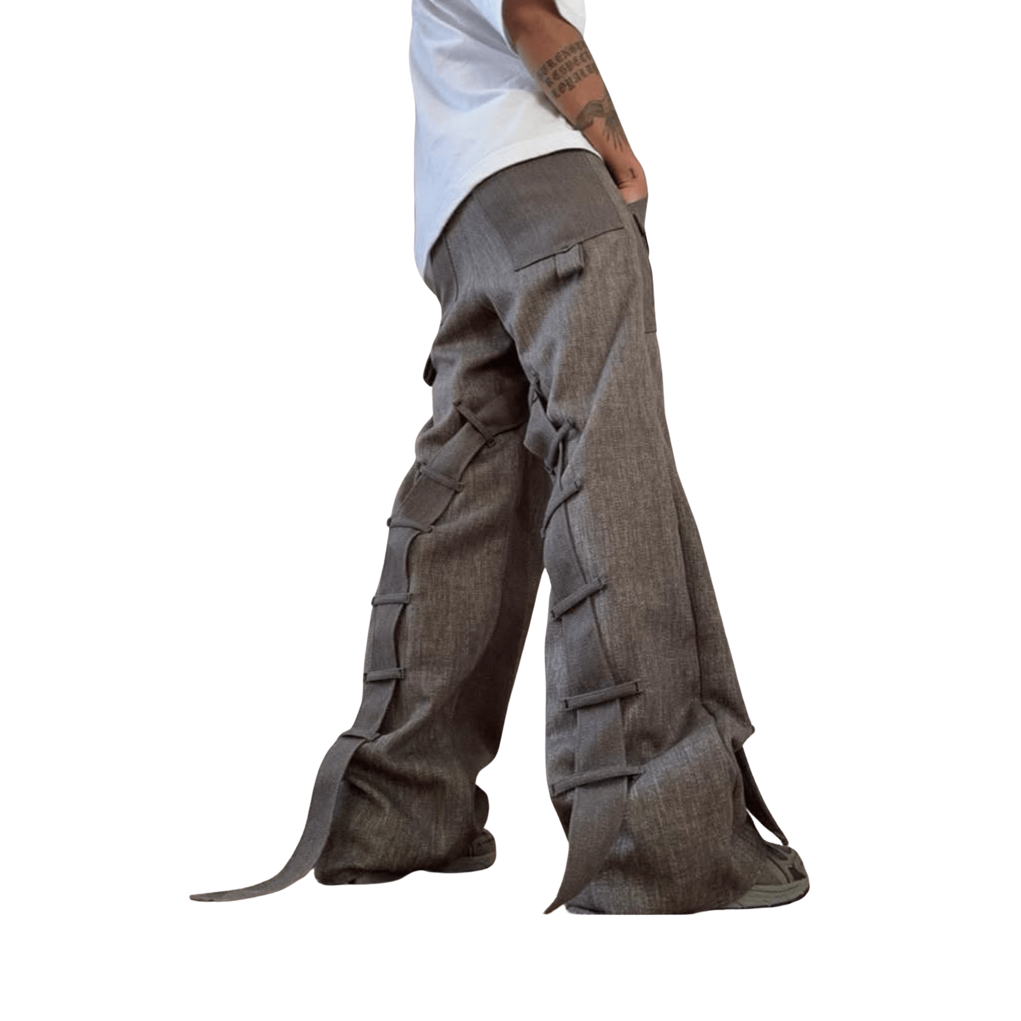 Grey Tied Textured Joggers