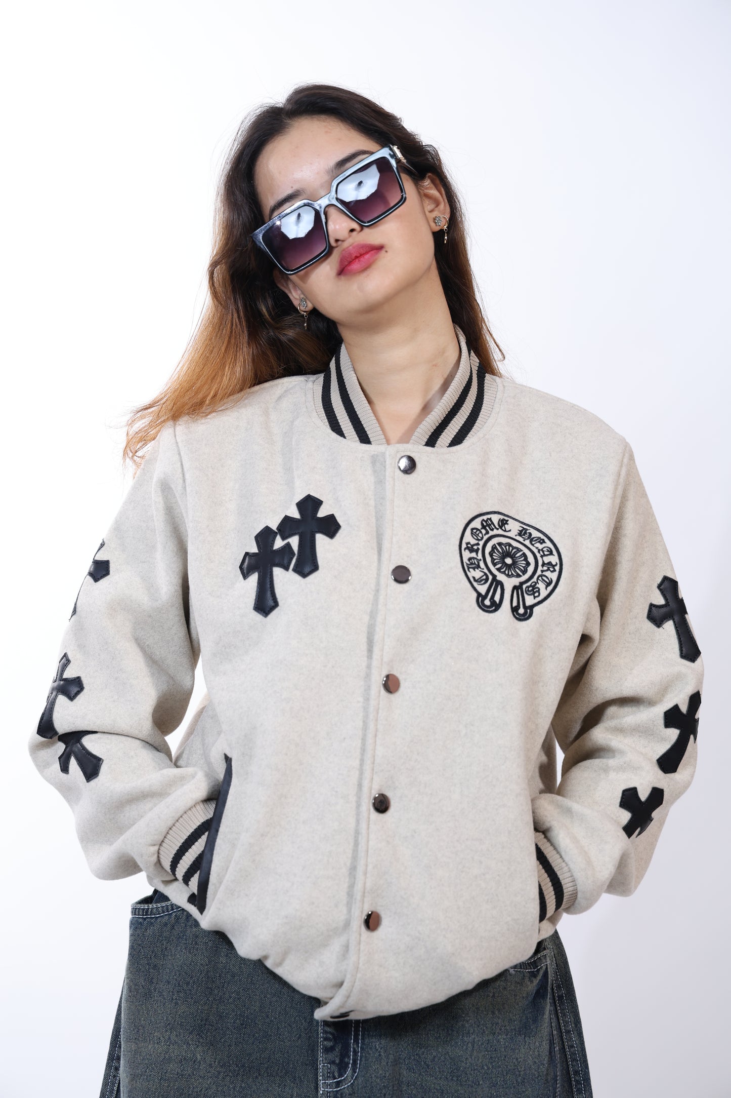 Chrome Hearts Varsity Beige Jacket