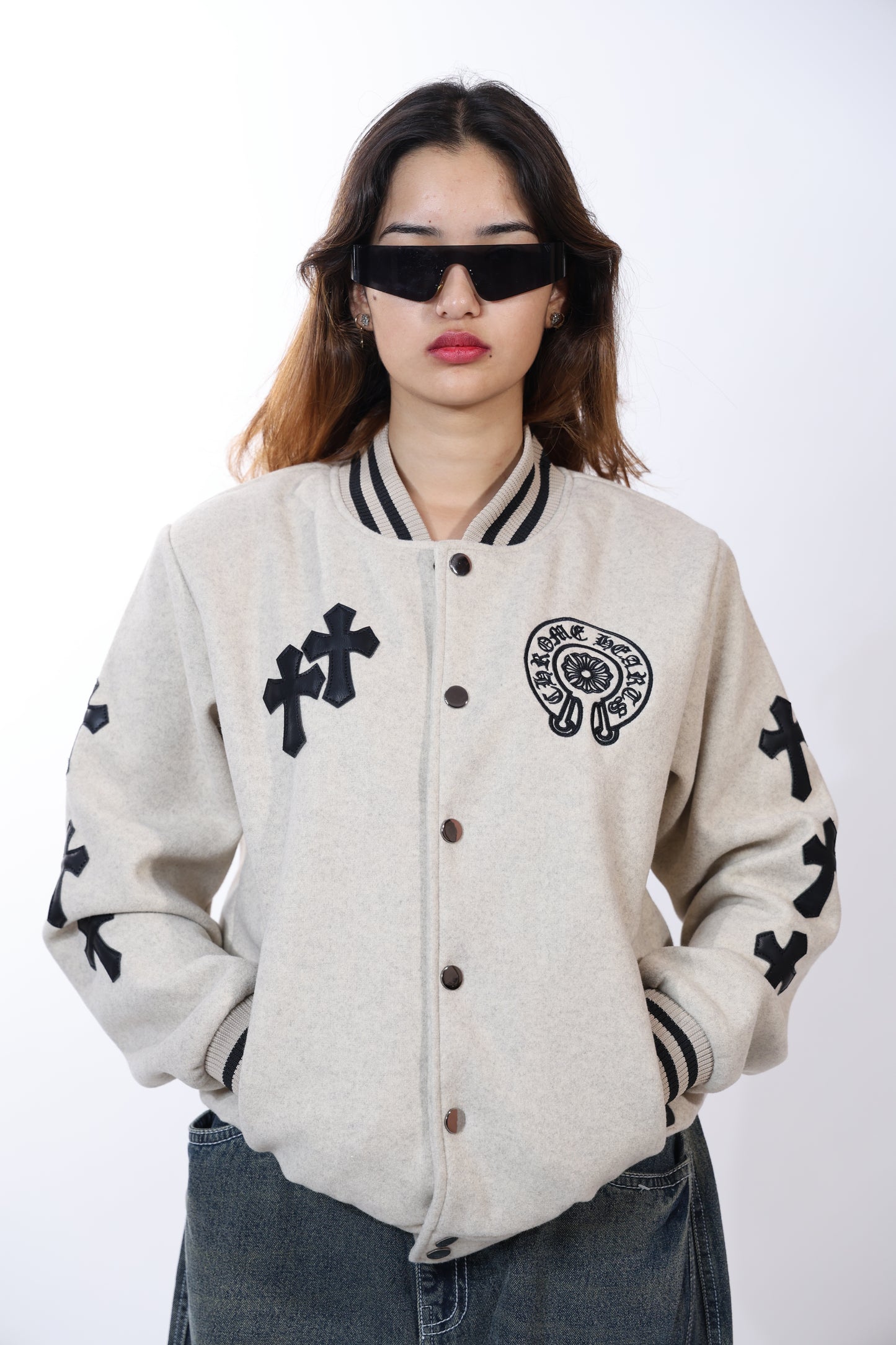 Chrome Hearts Varsity Beige Jacket