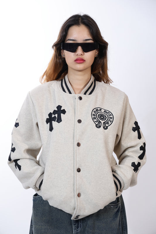 Chrome Hearts Varsity Beige Jacket