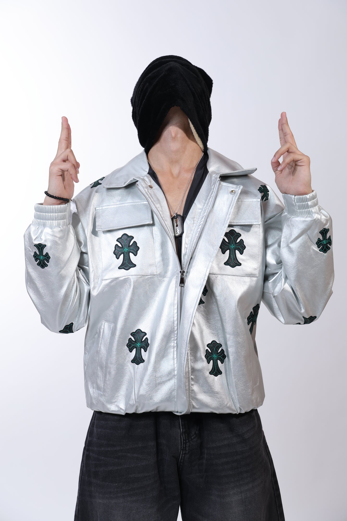 Chrome Hearts Leather Silver Jacket