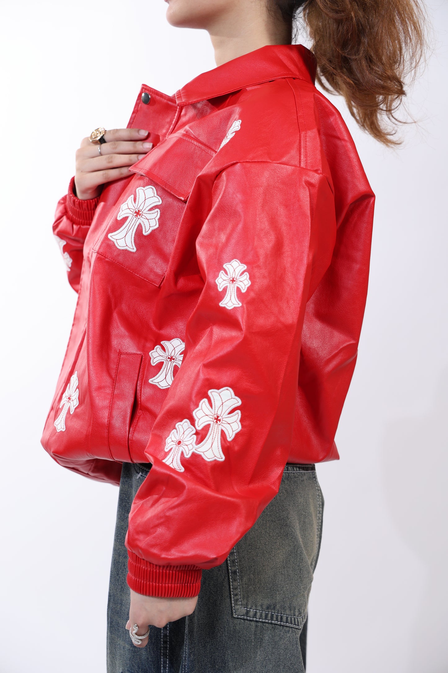 Chrome Hearts Leather Red Jacket