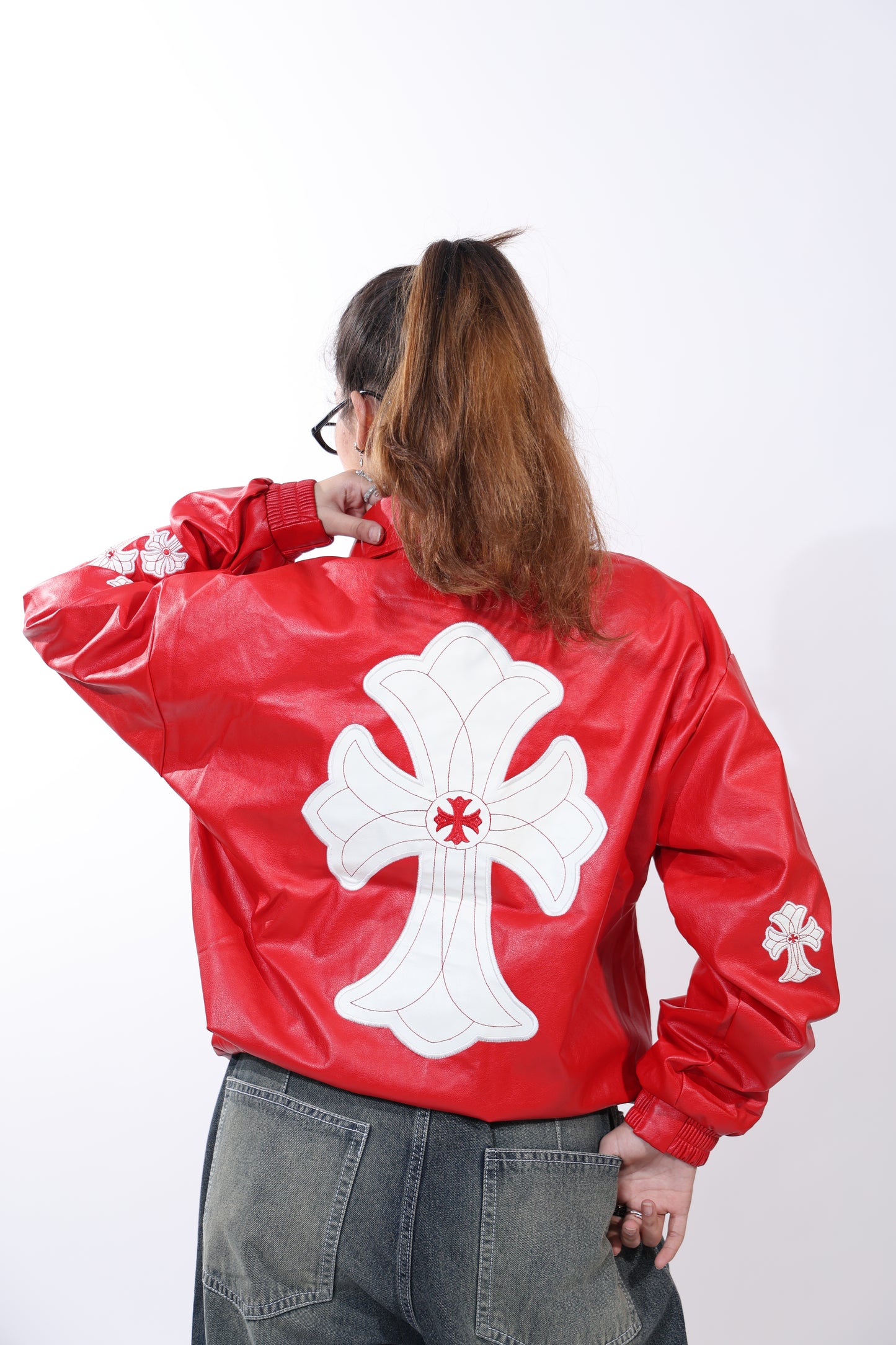Chrome Hearts Leather Red Jacket