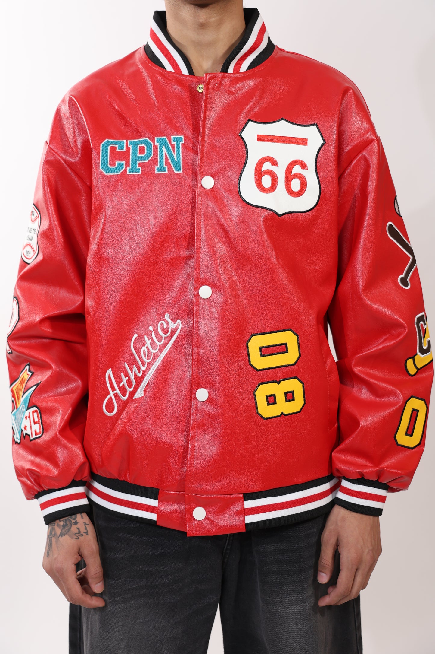 CPN 1919 Athletics Red Leather Jacket