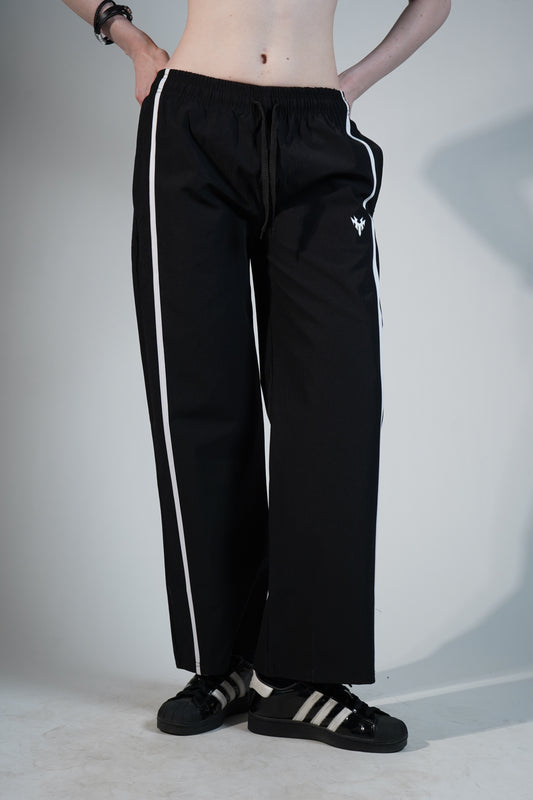 Black Stripe Flow Trackpants