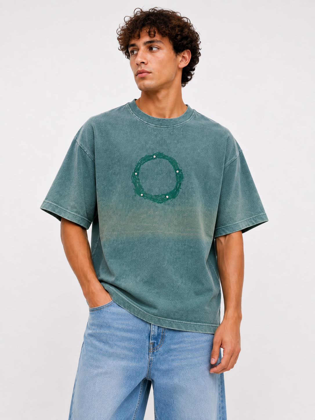 Green Acid Wash Oversized T-Shirt