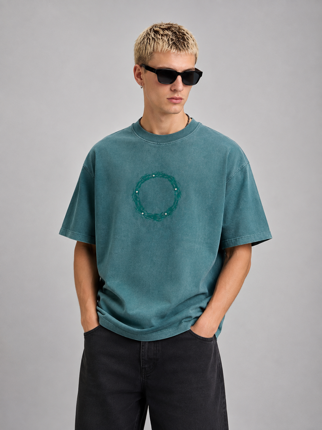 Sage Green Washed Cotton T-Shirt
