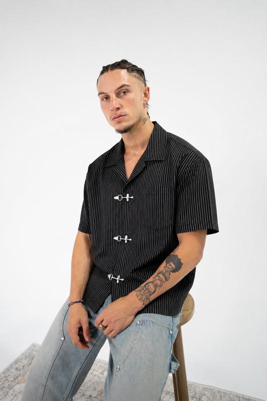 Midnight Pinstripe Buckle Shirt
