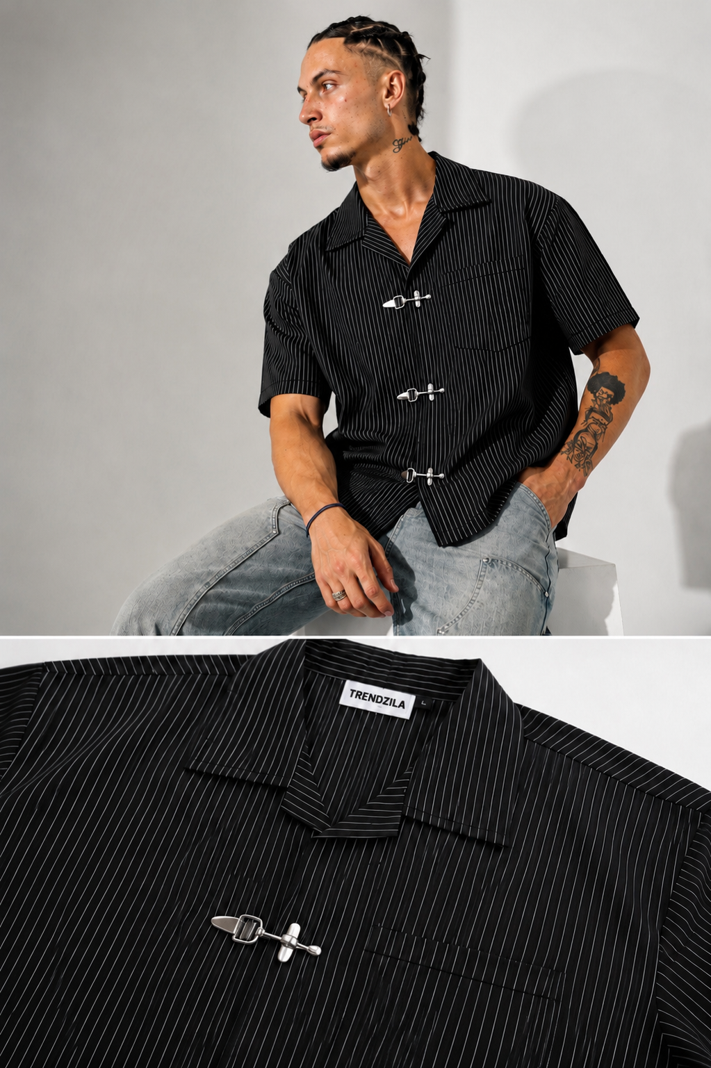 Midnight Pinstripe Buckle Shirt