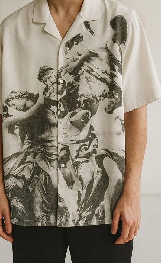 ROMAN PRINT WHITE SHIRT