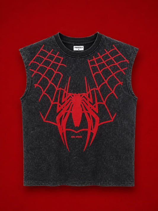 Acid Wash Spider Graphic Tank Top