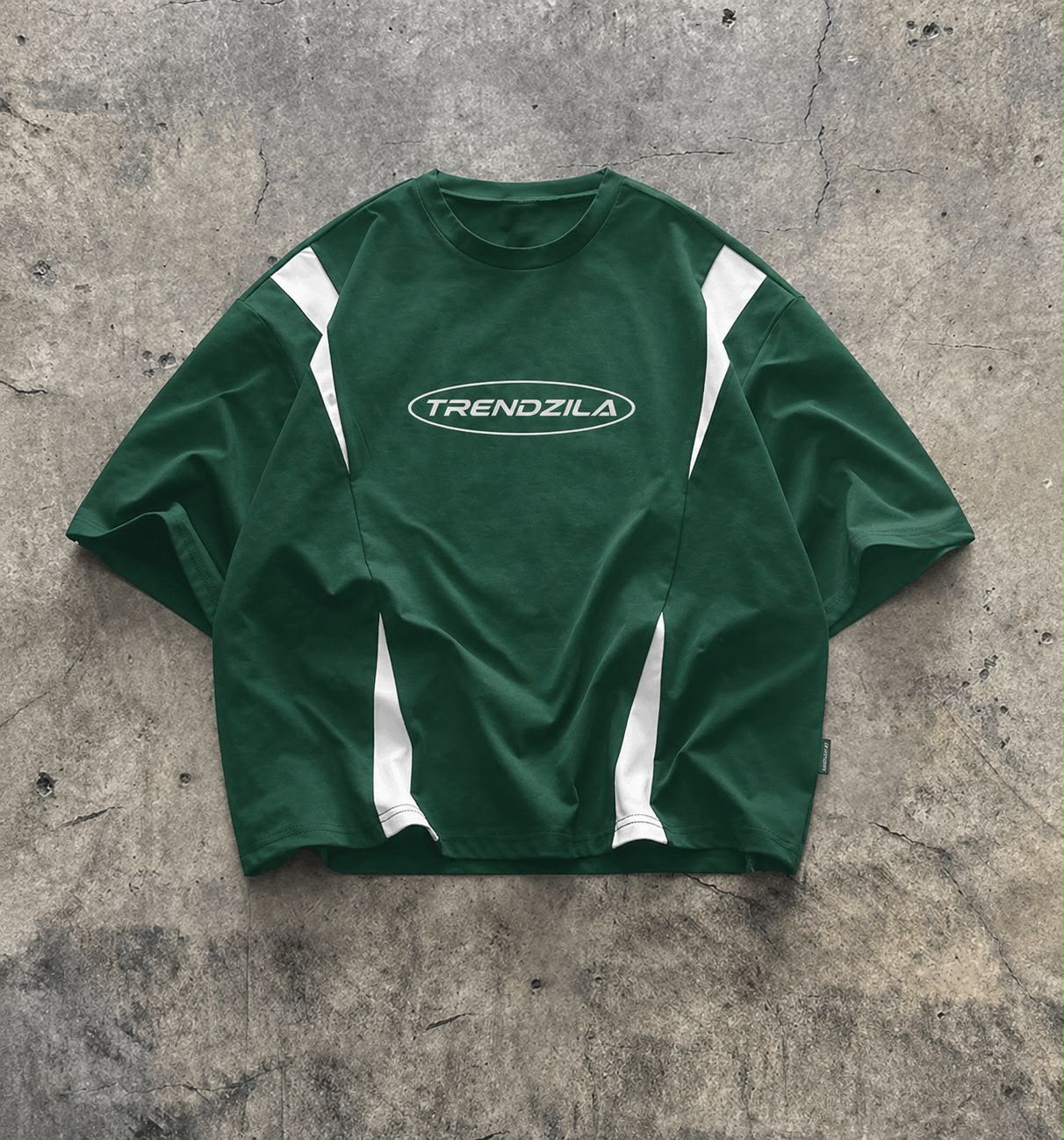 Oversized Green Racing Stripe T-Shirt | Trendzila