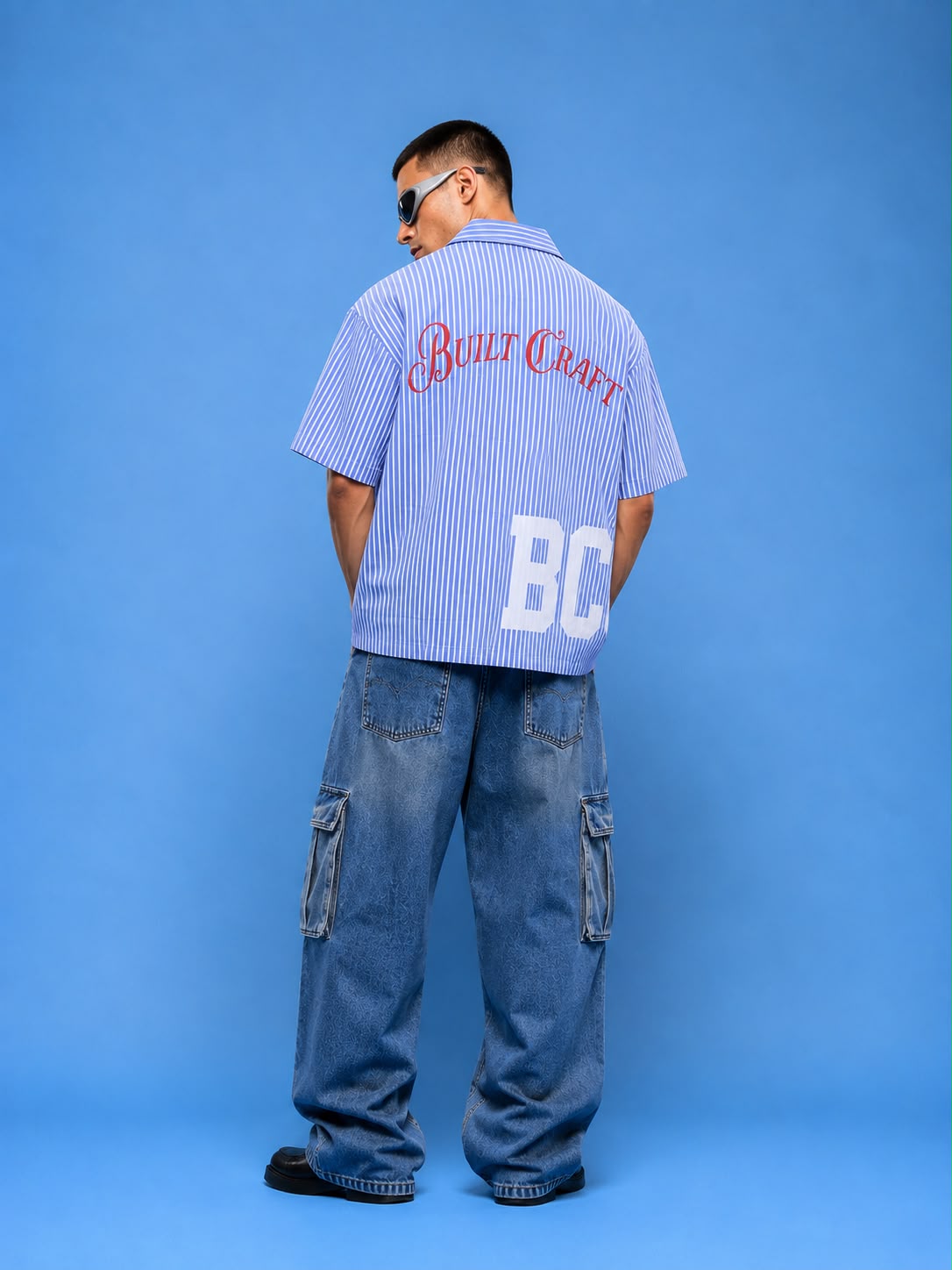 Built Craft Pinstripe Shirt – Blue Boxy Fit Cotton Shirt