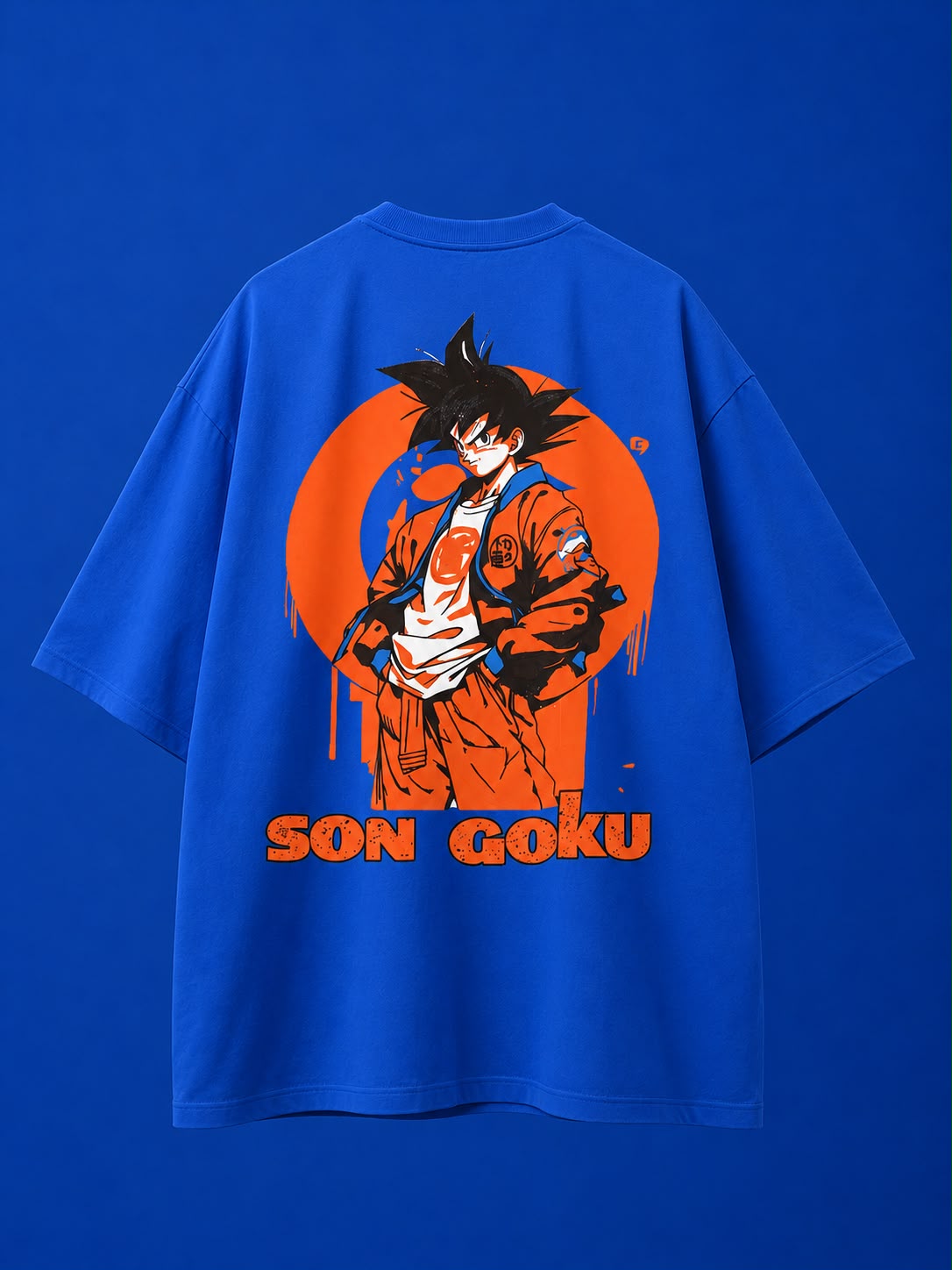 Blue Anime Graphic T-Shirt for Men