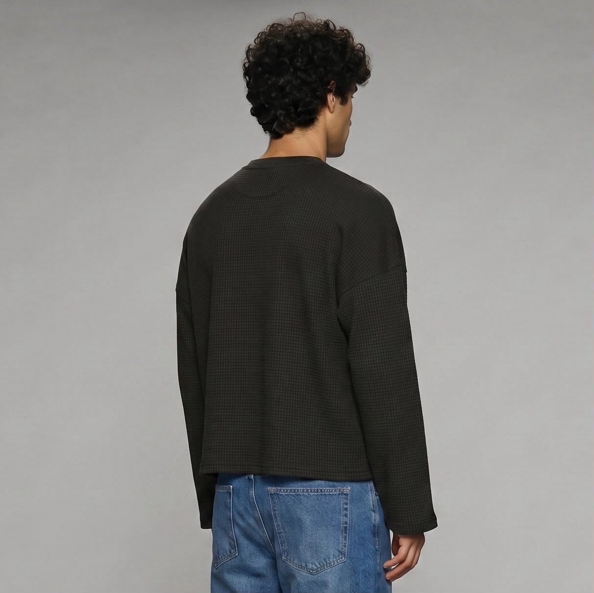Name - plain black waffle T-shirt