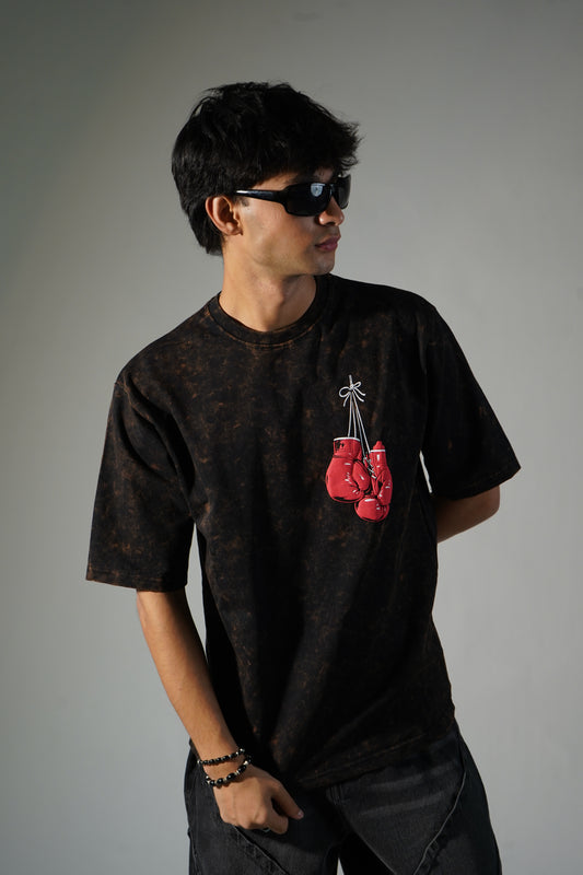 boxing brown acid wash tee